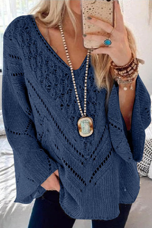 Elegantes blusas lisas con cuello en V ahuecado
