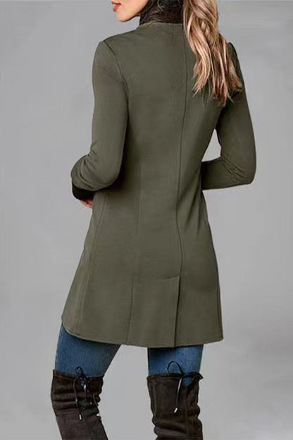 Elegante abrigo universitario con botones lisos y cuello tipo polo (5 colores)