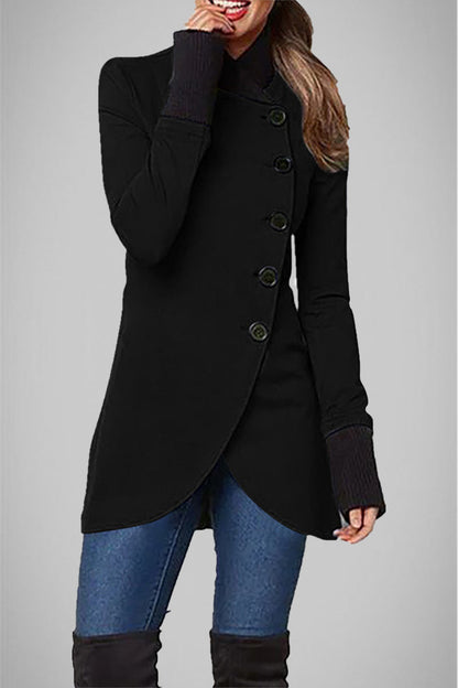 Elegante abrigo universitario con botones lisos y cuello tipo polo (5 colores)