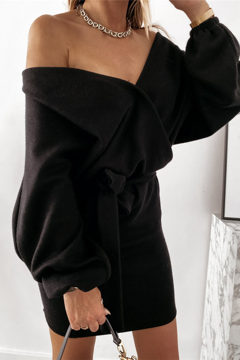 Vestidos sexys elegantes de color sólido con cuello en V y corte A