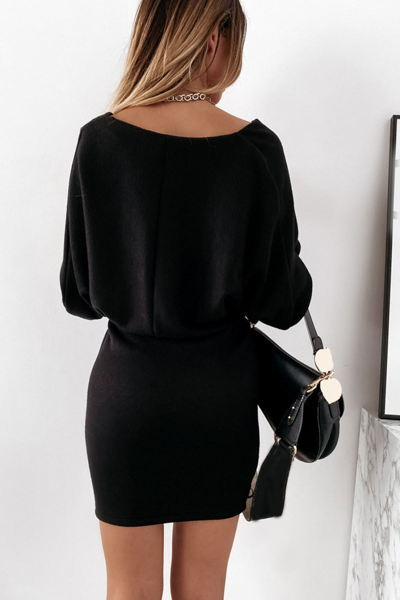 Vestidos sexys elegantes de color sólido con cuello en V y corte A