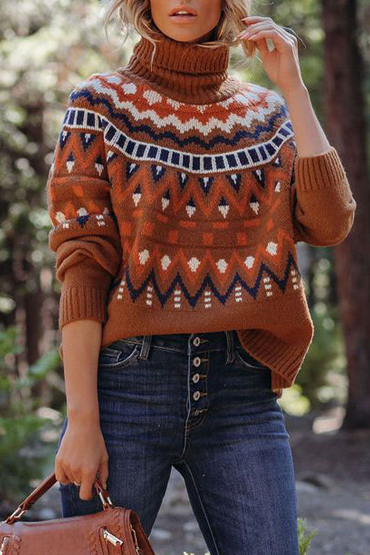 Tops de cuello alto con estampado de rayas y cuadros urbanos
