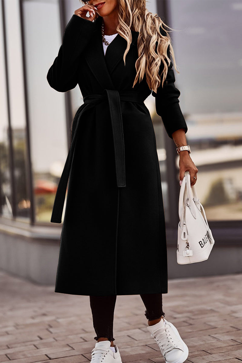 Elegante prenda exterior de color liso con cuello en V