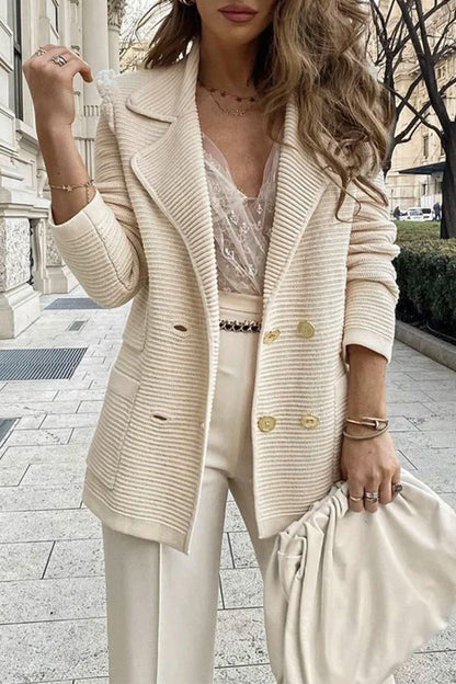 Prenda exterior elegante y dulce de color liso con cuello vuelto (3 colores)