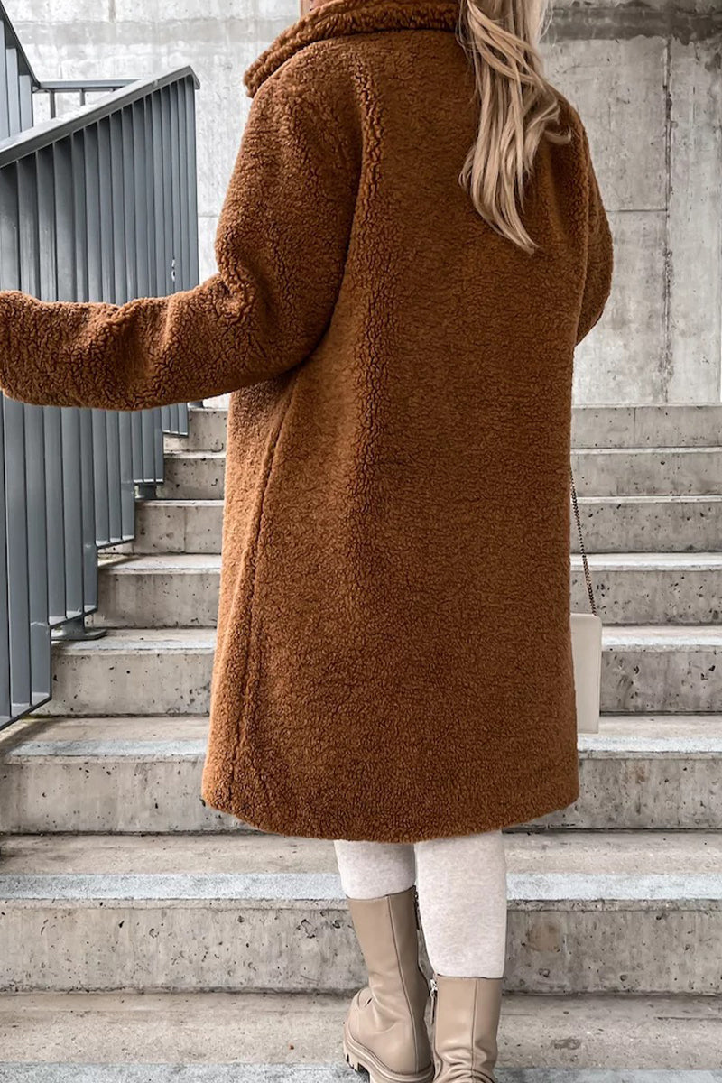 Prendas de abrigo informales con cuello vuelto, hebilla sólida y color sólido