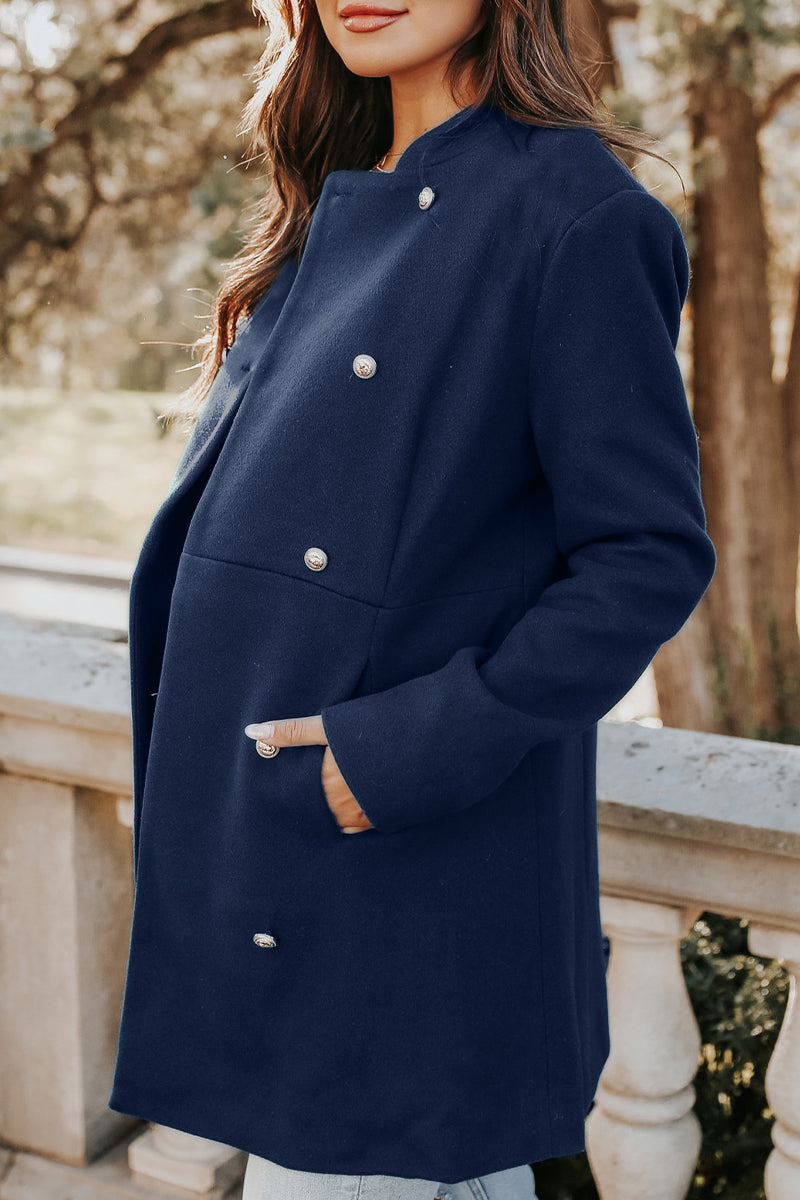 Prendas de abrigo informales con cuello cuadrado y hebilla sólida