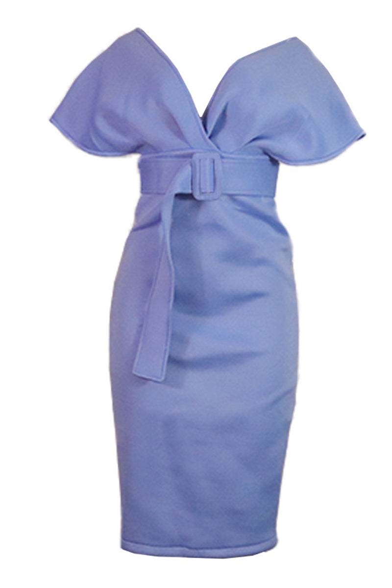 Elegante vestido de falda de un solo paso con escote en V sólido (2 colores)