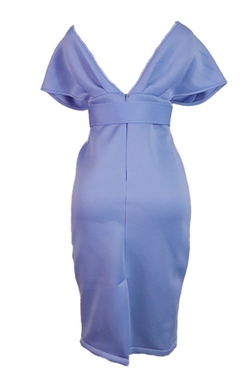 Elegante vestido de falda de un solo paso con escote en V sólido (2 colores)