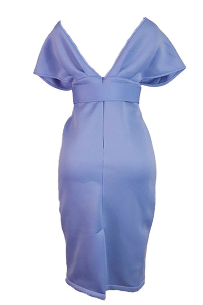 Elegante vestido de falda de un solo paso con escote en V sólido (2 colores)