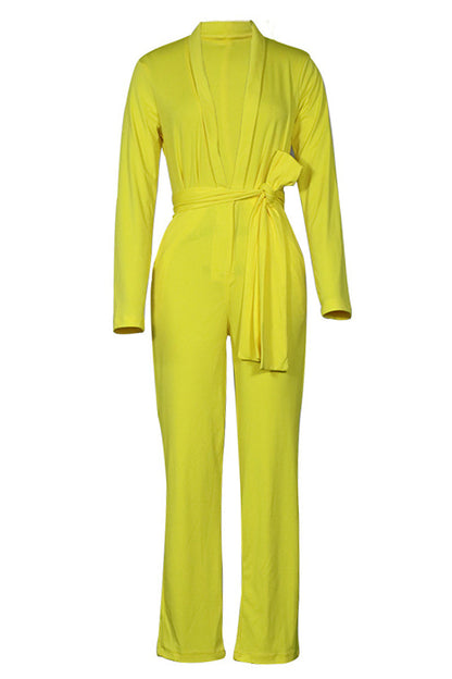 Mono elegante con escote en V y corte recto (3 colores)