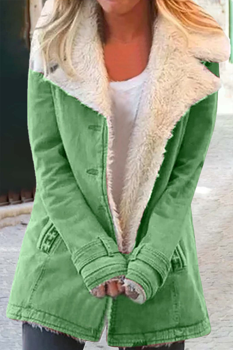 Elegante prenda exterior con botones lisos y cuello vuelto (9 colores)