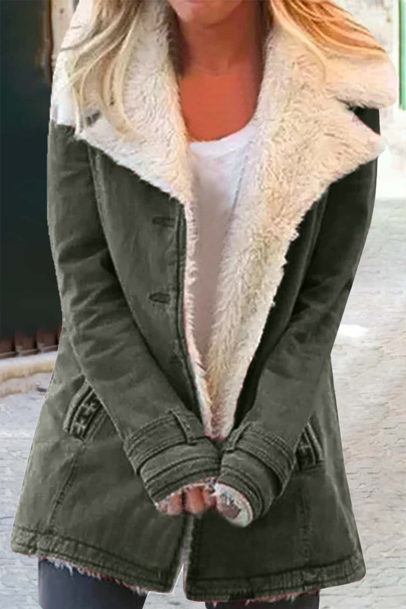Elegante prenda exterior con botones lisos y cuello vuelto (9 colores)