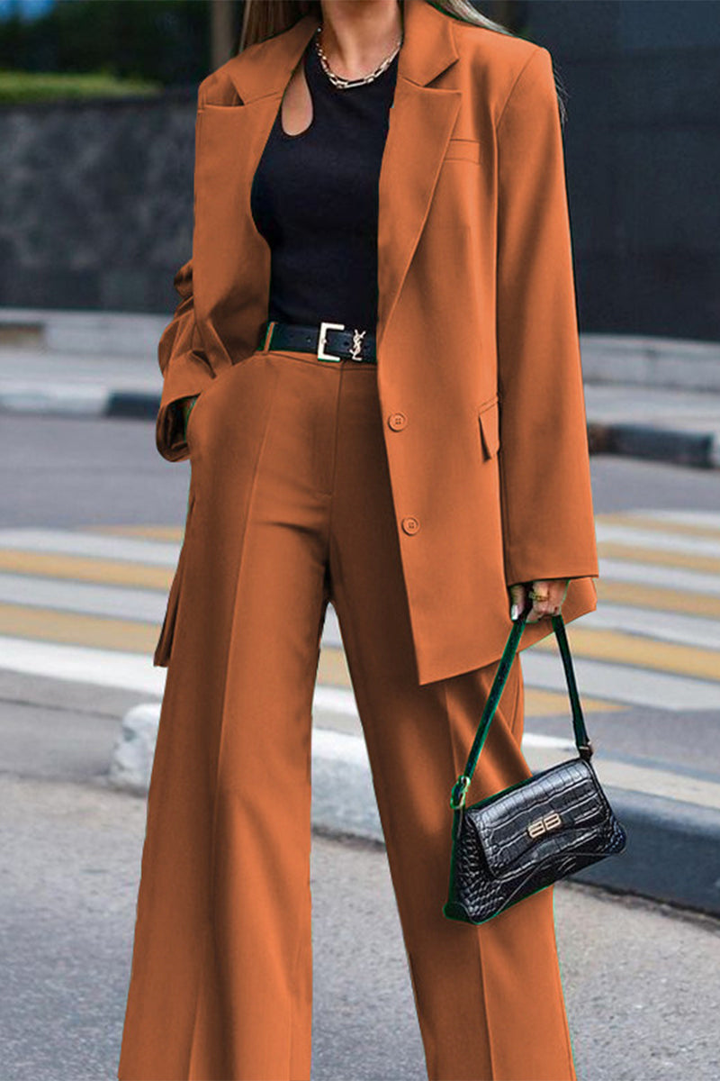 Conjunto de traje casual de 2 piezas de manga larga color verde hierba liso