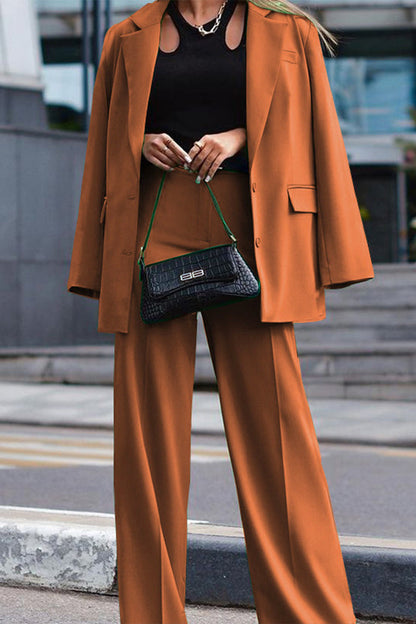 Conjunto de traje casual de 2 piezas de manga larga color verde hierba liso
