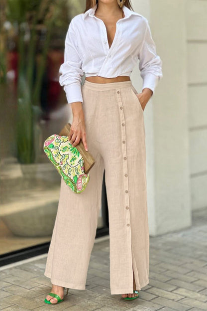 Conjunto de dos piezas de manga larga con cuello vuelto y color liso para calle