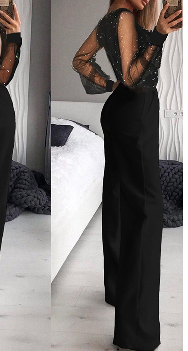Monos rectos con cuello en V y patchwork elegantes y sexys