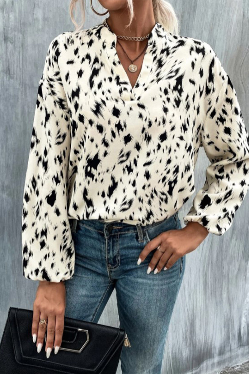 Tops de cuello en V con estampado de cebra de calle