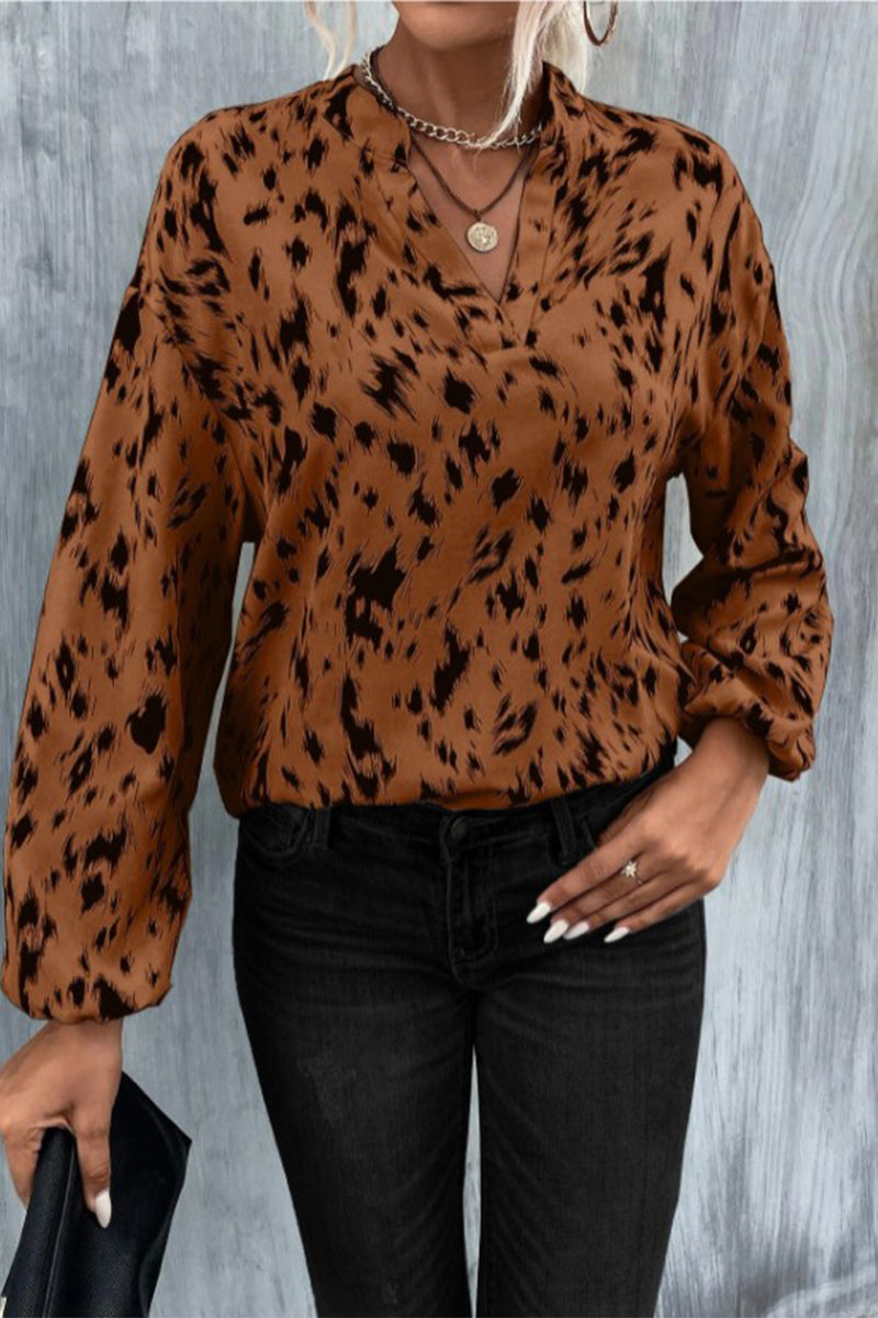 Tops de cuello en V con estampado de cebra de calle