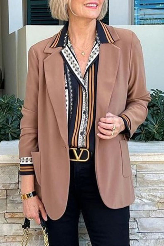 Work Solid Solid Color Turn-back Collar Outerwear