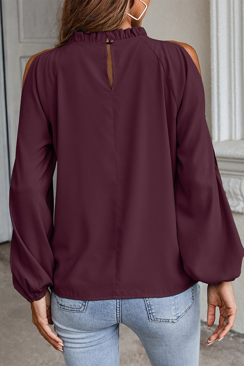 Elegantes blusas lisas de cuello alto de media A