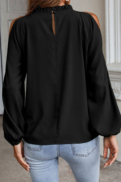 Elegantes blusas lisas de cuello alto de media A