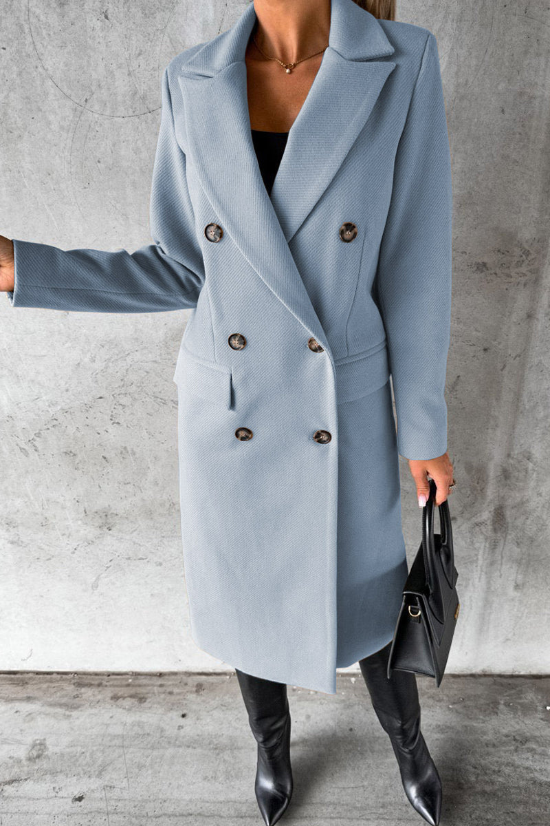 Elegante prenda exterior con botones lisos y cuello vuelto (8 colores)