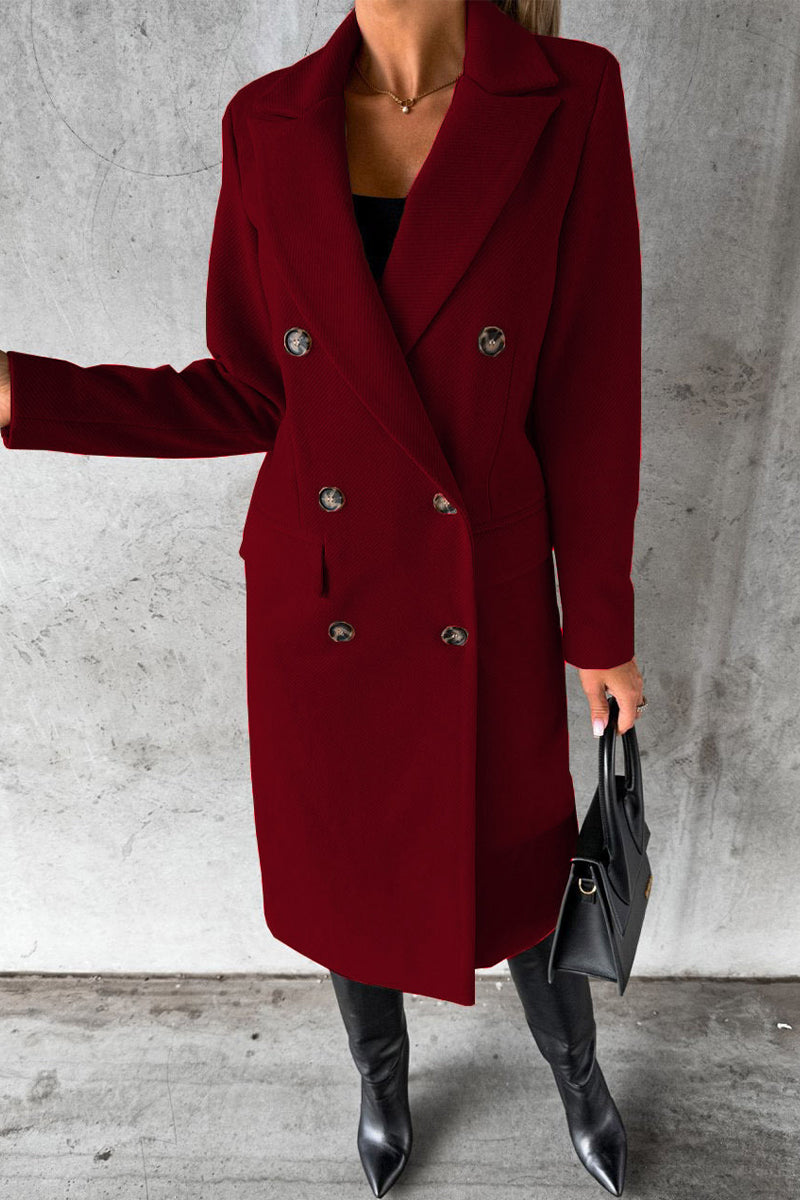 Elegante prenda exterior con botones lisos y cuello vuelto (8 colores)