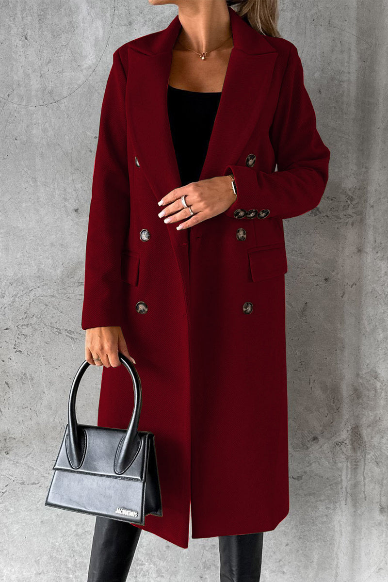 Elegante prenda exterior con botones lisos y cuello vuelto (8 colores)
