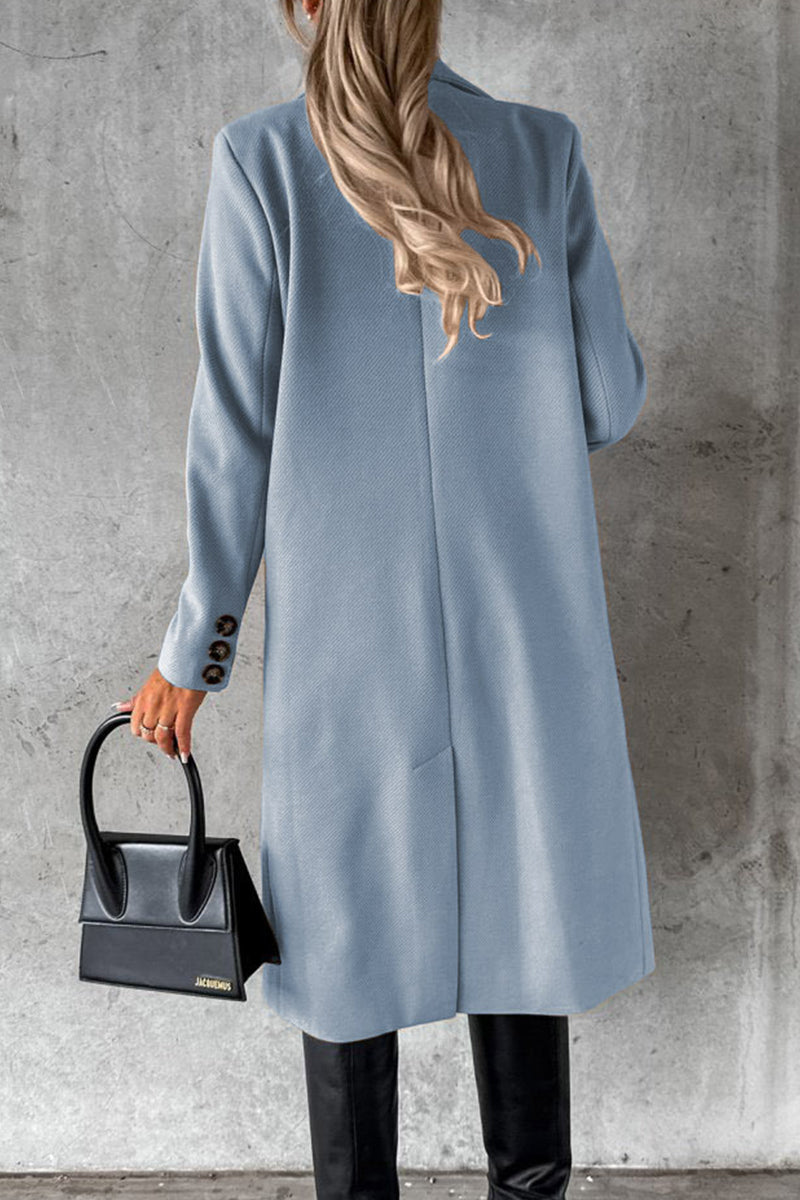 Elegante prenda exterior con botones lisos y cuello vuelto (8 colores)