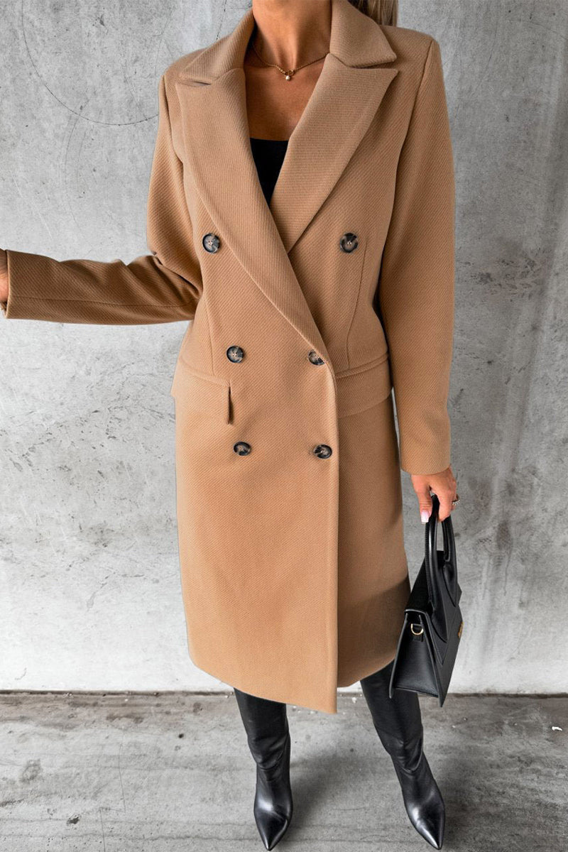 Elegante prenda exterior con botones lisos y cuello vuelto (8 colores)