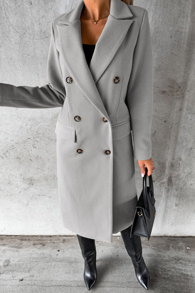 Elegante prenda exterior con botones lisos y cuello vuelto (8 colores)