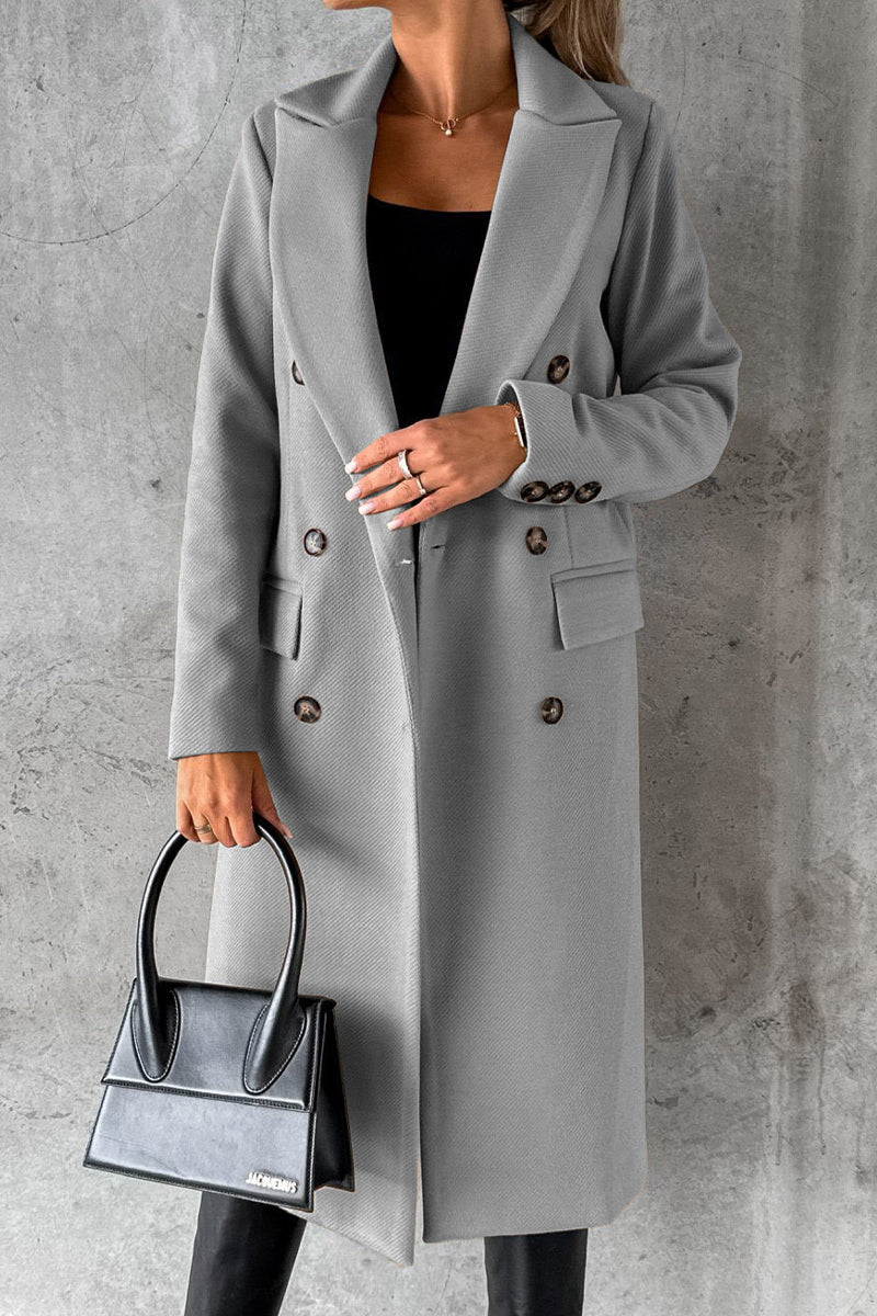 Elegante prenda exterior con botones lisos y cuello vuelto (8 colores)