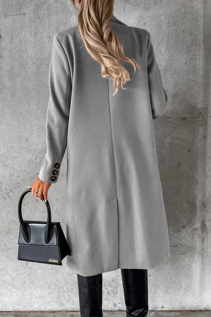 Elegante prenda exterior con botones lisos y cuello vuelto (8 colores)