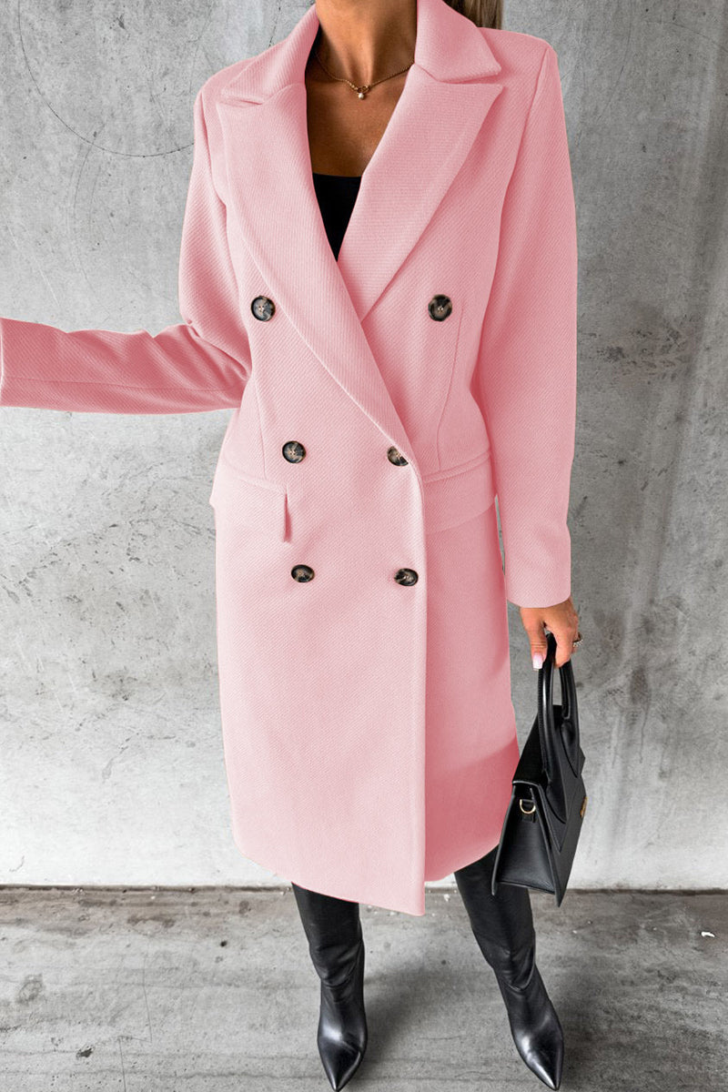 Elegante prenda exterior con botones lisos y cuello vuelto (8 colores)