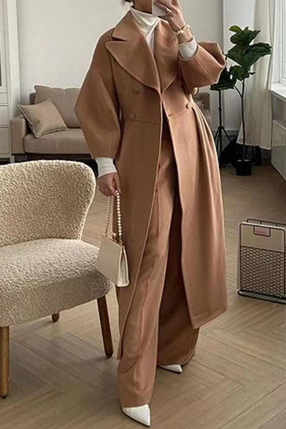 Elegante abrigo liso con cuello vuelto (8 colores)