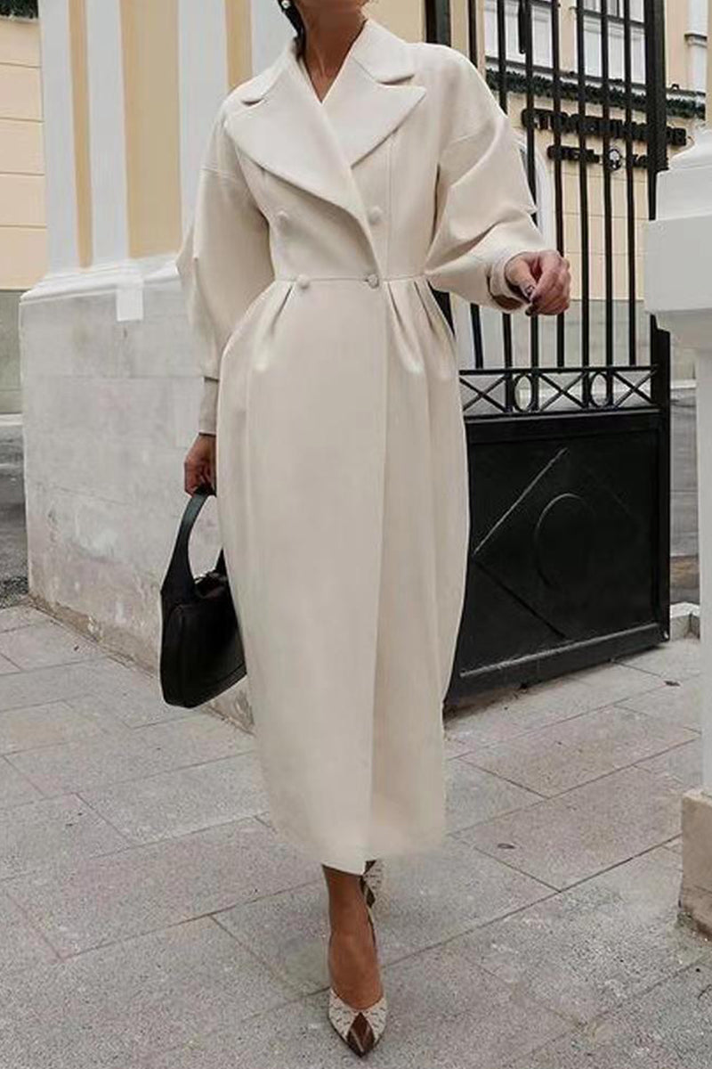 Elegante abrigo liso con cuello vuelto (8 colores)