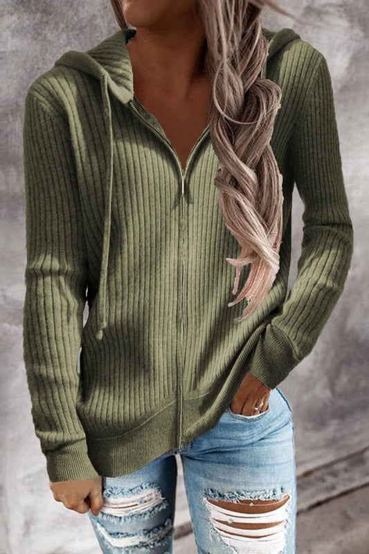 Cárdigan informal con cuello y capucha y cremallera (7 colores)