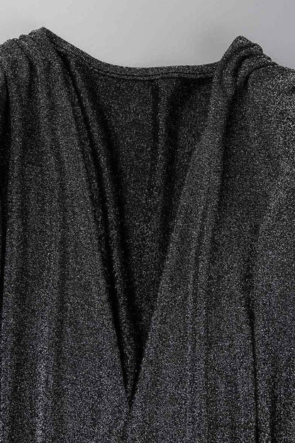 Vestidos sexis de manga larga con cuello en V y patchwork liso