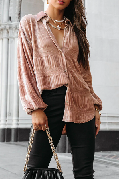 Tops casuales de cuello vuelto con parches sólidos