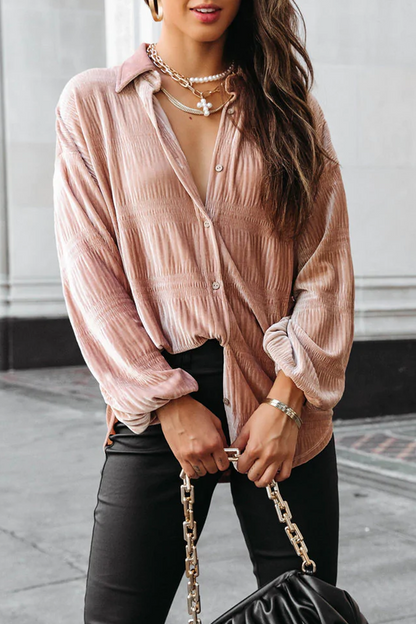Tops casuales de cuello vuelto con parches sólidos