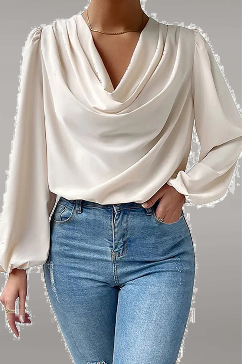 Tops casuales de cuello en U con parches sólidos (6 colores)