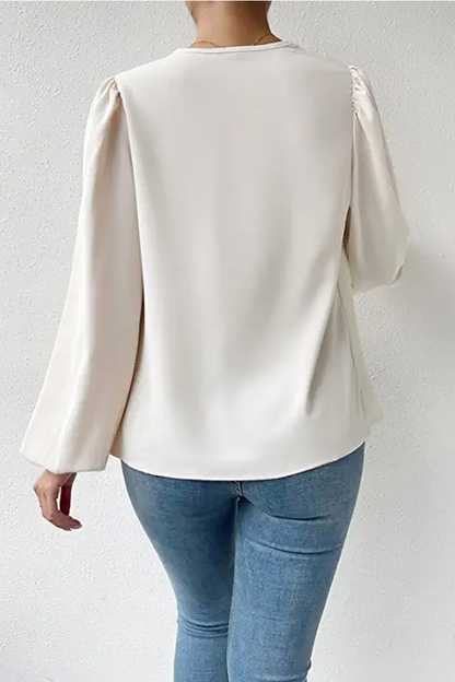 Tops casuales de cuello en U con parches sólidos (6 colores)