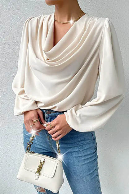 Tops casuales de cuello en U con parches sólidos (6 colores)