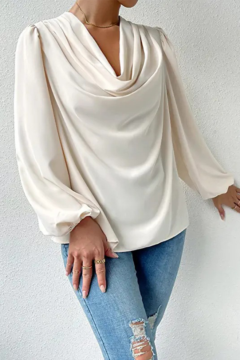 Tops casuales de cuello en U con parches sólidos (6 colores)