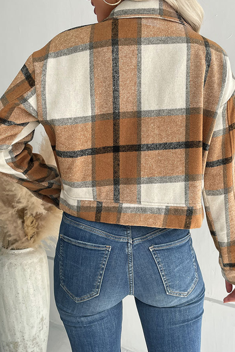 Tops de cuello vuelto con patchwork de cuadros escoceses (4 colores)