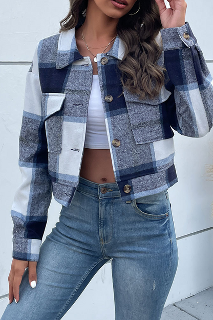 Tops de cuello vuelto con patchwork de cuadros escoceses (4 colores)