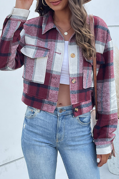 Tops de cuello vuelto con patchwork de cuadros escoceses (4 colores)