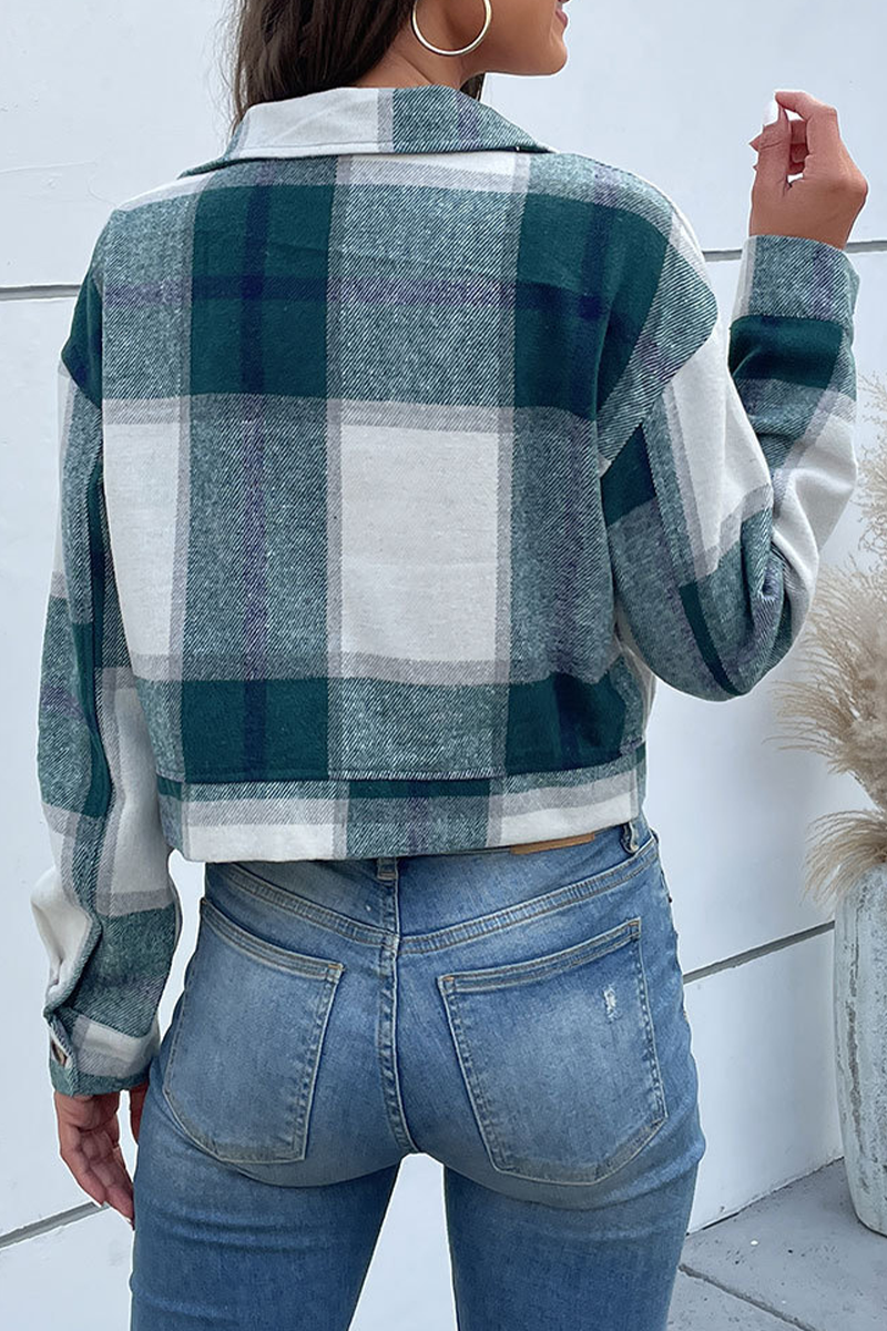 Tops de cuello vuelto con patchwork de cuadros escoceses (4 colores)