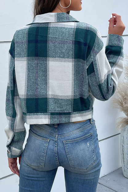 Tops de cuello vuelto con patchwork de cuadros escoceses (4 colores)