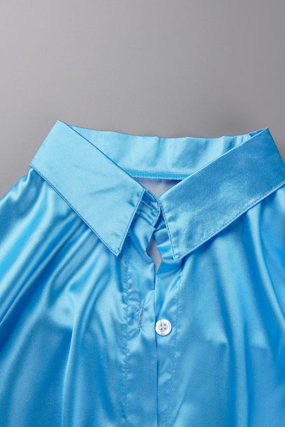 Blusas casuales con cuello vuelto y estampado de patchwork